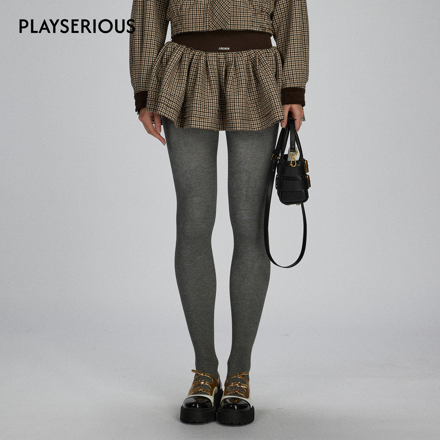 LACERTA 2025秋季新款曲奇威尔士学院风蓬蓬短裙女品牌经典复古裙