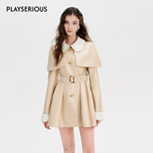 鎏光奢感蕾丝领风衣女气质款 BeQueenStory 2026春夏新款 收腰风衣