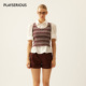 衬衫 LACERTA2026春夏新款 撞色学院风针织背心短袖 两件套上衣女