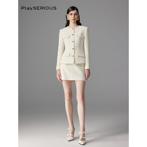 ClinkClunk沙漏型花呢外套半裙