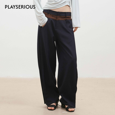 Medium Well 2026春季新款拼接波点西裤渐变水洗拼接牛仔裤女