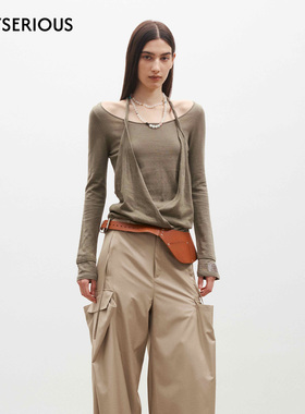 Medium Well 2026春季新款扭转肩带假两件针织上衣女慵懒风上衣