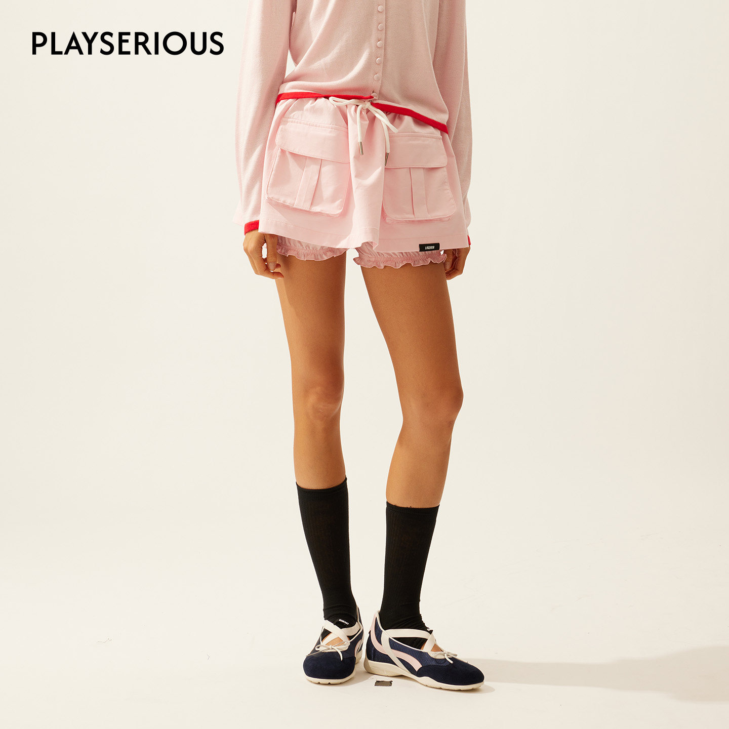 LACERTA 2026春夏新款抽绳双口袋工装蓬蓬短裙女休闲百搭半身裙