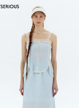 ASSIGNMENTS 2025春夏新款气质优雅百搭褶饰拼接吊带上衣女