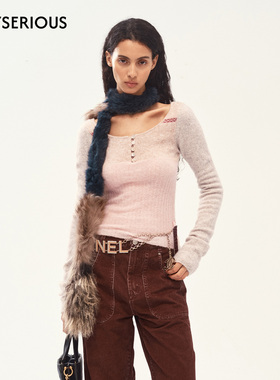 Medium Well 2025秋季新款罗斯科拼色羊毛打底衫女显瘦气质上衣