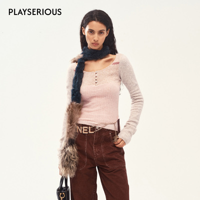 Medium Well 2025秋季新款罗斯科拼色羊毛打底衫女显瘦气质上衣