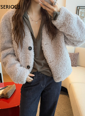 CONCISE-WHITE简白 2025秋季新款V领廓形短外套女简约百搭短外套