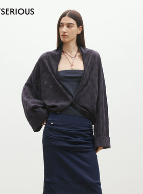Medium Well 2026春夏新款提花落肩毛衣开衫女时尚休闲开衫