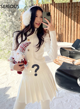 SSPARKLING 2025秋冬新款高领修身羊毛针织外套短裙两件套套装女