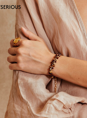 MONSECRET 2026春季新款棕榈辉光双排手链精致高档串珠饰品新年款