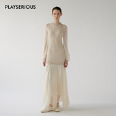 拼接真丝百褶针梭拼连衣裙 2026春夏新款 aikoko同款 NONETONE