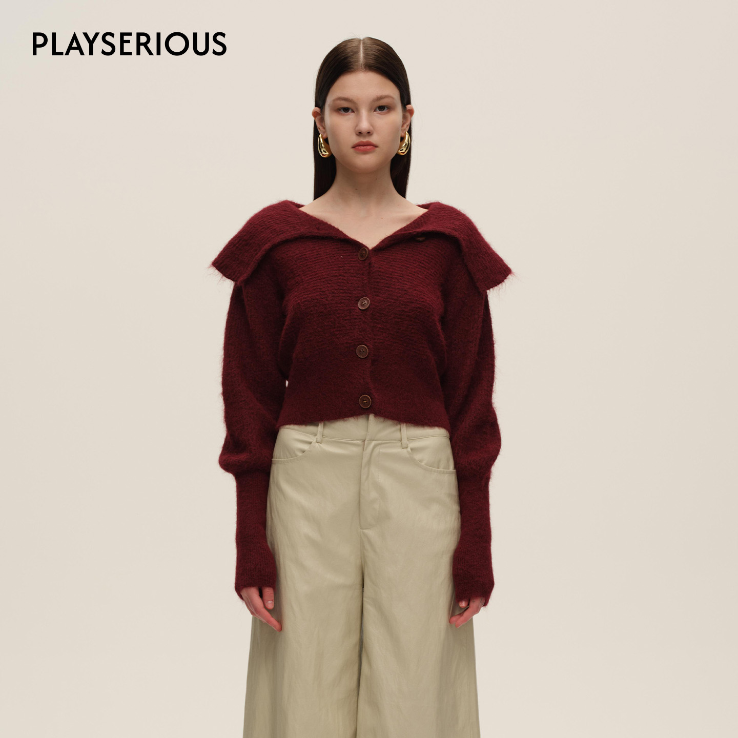 SIJIA SUDIO 2025秋冬新款车厘子红毛衣女宽松显瘦短款简约上衣