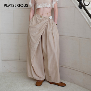 CELLO SONATA 2026春夏新款不规则廓形陶瓷扣长裤小众设计感长裤