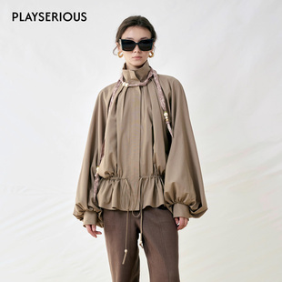 【当然是当同款】CELLO SONATA 25秋季新款木珠丝巾收腰外套女