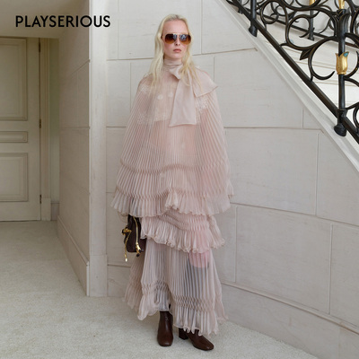 【易梦玲同款】CELLO SONATA 26春夏新款压褶蝴蝶结绑带上衣半裙