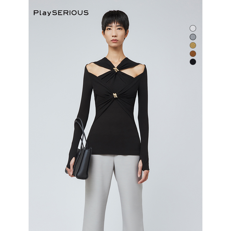 CHATSBYC.DAM交叉镂空打底衫