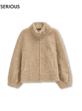 CONCISE-WHITE简白 2025秋冬新款立领羊毛短外套女胶囊系列短大衣