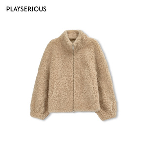 立领羊毛短外套女胶囊系列短大衣 2025秋冬新款 CONCISE WHITE简白