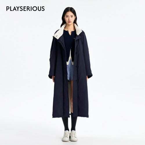 CONCISE-WHITE简白 2025秋冬新款立领长外套宽松棉服女百搭长外套