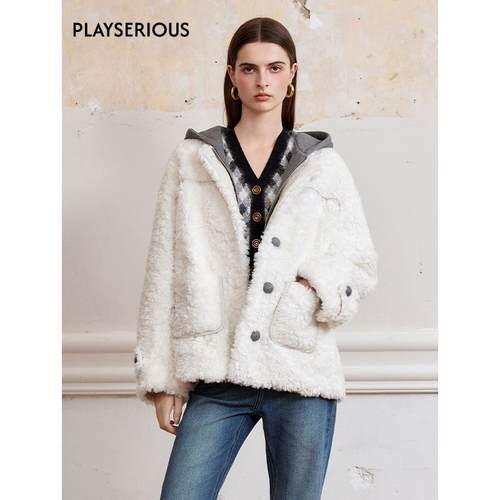 可拆卸颗粒毛羽绒服女