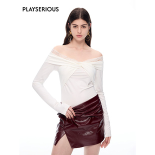 上衣 小众扭结拼蕾丝针织百搭修身 CNLEEWEI 淡人穿搭25春夏新款