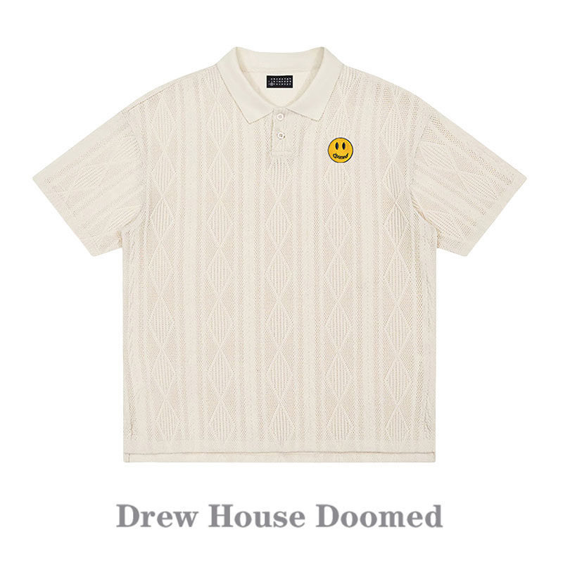 官方正品Drew Sava Doomed笑脸针织POLO衫男夏季宽松透气翻领T恤