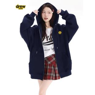 Drew House新笑脸女士初秋穿搭外套韩系秋冬开衫拉链帽衫连帽卫衣