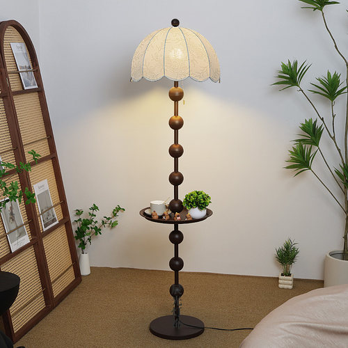 新款中古落地灯客厅置物一体法式