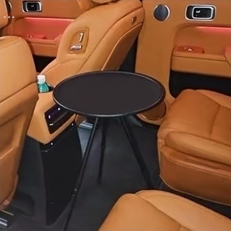 车载茶桌喝茶专用小圆桌折叠小桌子汽车可升降自驾餐桌茶桌零食