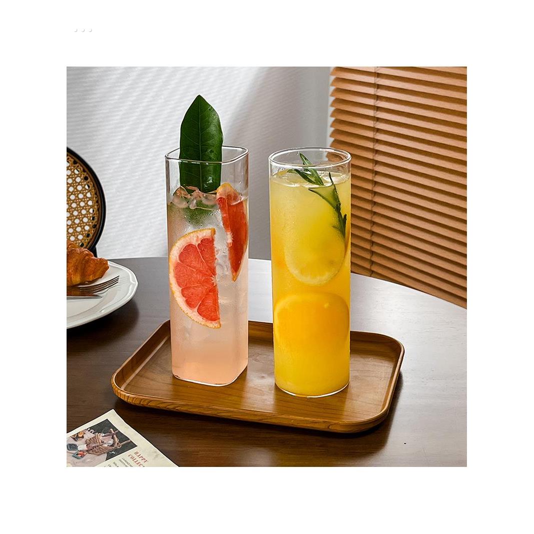 直杯咖啡透明玻璃咖啡杯方形果汁冷饮早餐牛奶杯水果茶杯