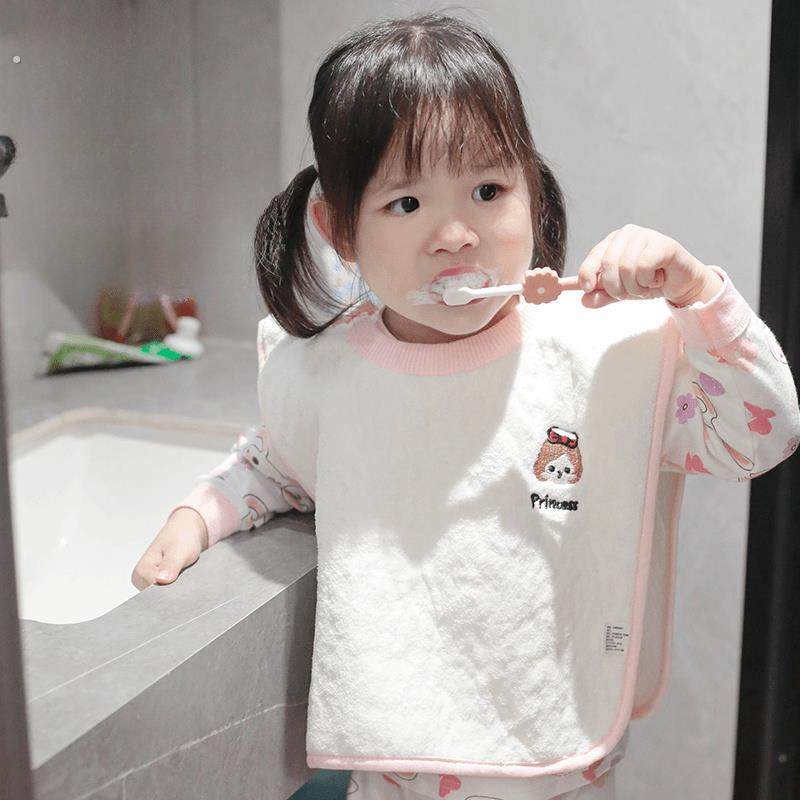儿童洗漱巾婴儿毛巾刷牙擦脸漱口水巾防水围嘴不湿衣宝宝洗脸围兜,婴童用品,口水巾,淘宝优惠券,粉丝福利购,淘宝优惠卷