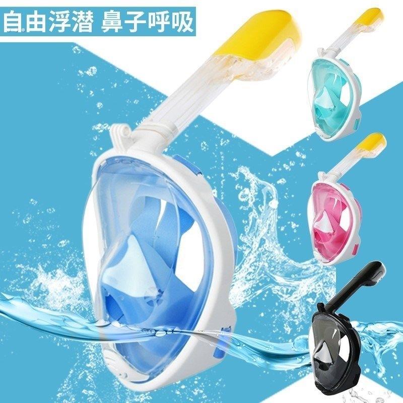 潜水面罩儿童成人浮潜面罩全脸全干式三宝呼吸器防雾游泳装备神器