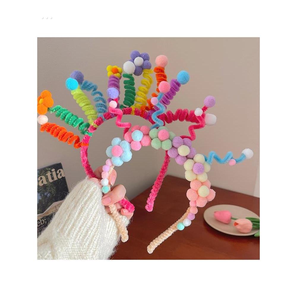 宝宝周岁生日装饰手工扭扭棒发箍生日帽儿童派对场景布置拍照道具