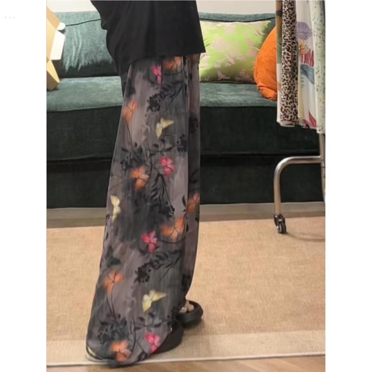 棉绸裤子新中式蝴蝶遛弯裤仙女凉凉裤飘飘裤阔腿裤休闲裤夏季薄款