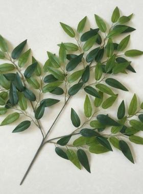 仿真桃树叶朴树叶柳叶过胶桃子叶法榕树叶工程装饰绿色树枝