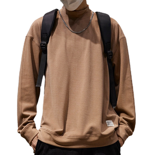 XAKA 秋冬季德绒半高领打底衫男士长袖T恤内搭加厚双面绒保暖卫衣