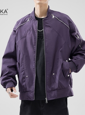 XAKA2024美式高街工装夹克男夹棉棒球服领飞行员潮流春秋休闲外套