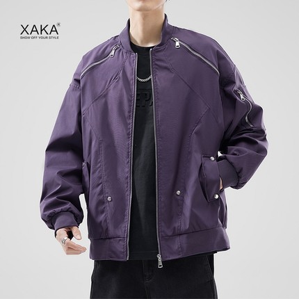 XAKA2024美式高街工装夹克男夹棉棒球服领飞行员潮流春秋休闲外套