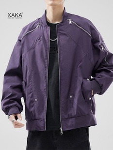 XAKA2024美式高街工装夹克男夹棉棒球服领飞行员潮流春秋休闲外套