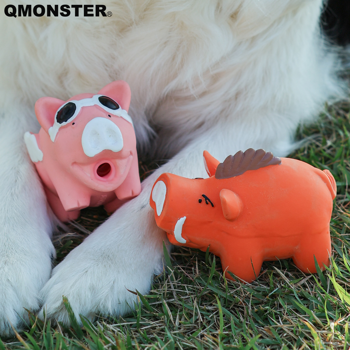 QMONSTER宠物狗乳胶玩具卷毛猪仿真发声惨叫猪耐咬磨牙耐咬狗玩具