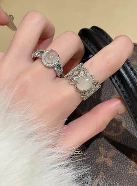 新中式戒指女款白底鸽子蛋食戒指