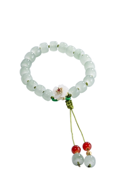 气质绿色桃花串珠手链女款轻奢