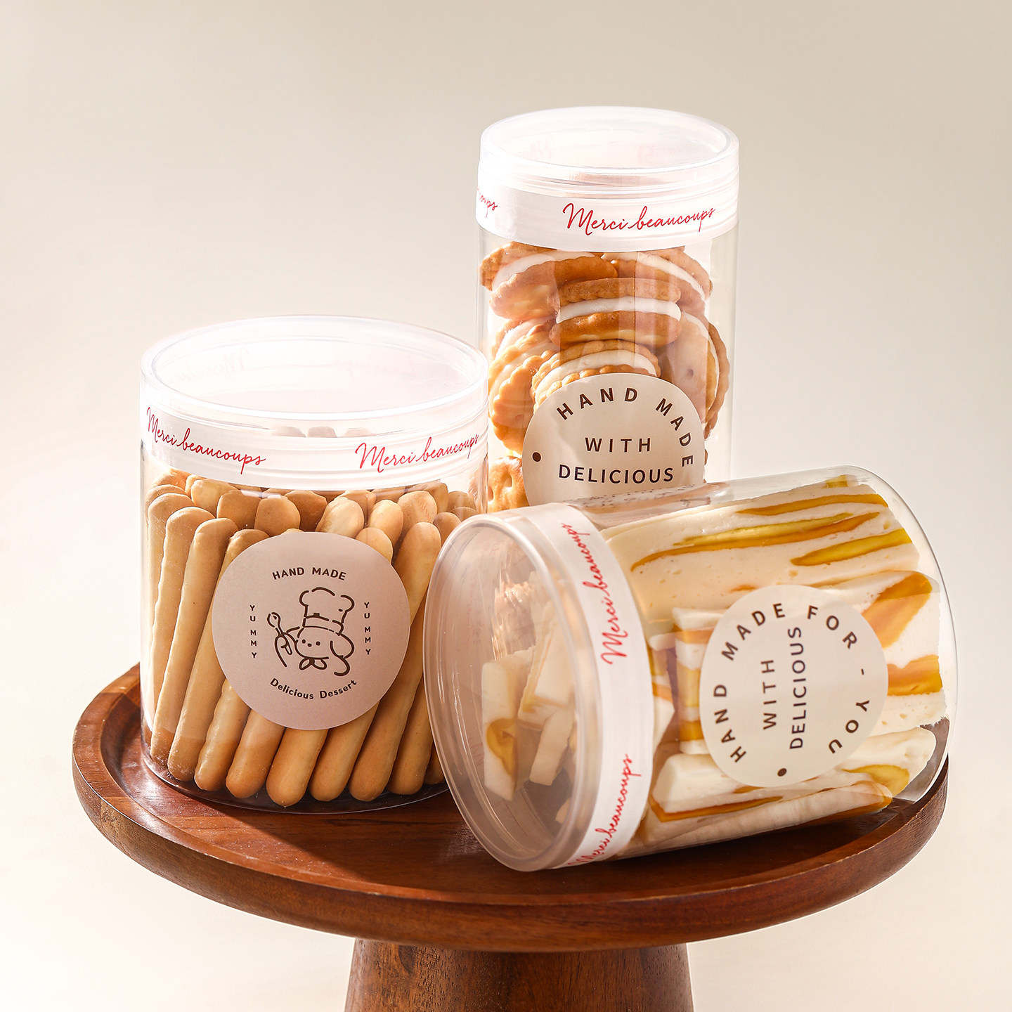 饼干桶透明塑料食品级带盖糖果曲奇零食储存收纳包装盒密封空罐子,厨房/烹饪用具,点心包装盒/包装袋,淘宝优惠券,粉丝福利购,淘宝优惠卷