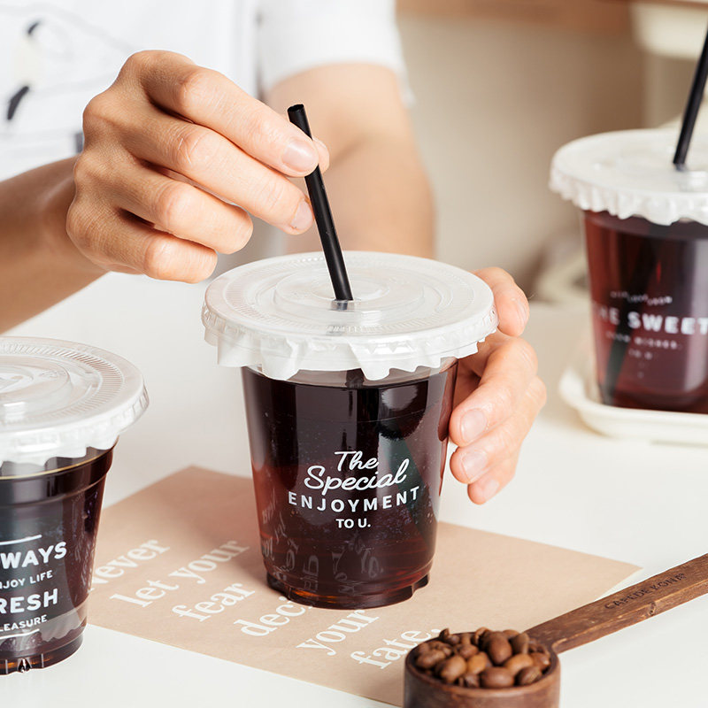 咖啡杯子奶茶一次性水果汁柠檬茶饮料瓶透明嘟嘟带盖商用专用打包