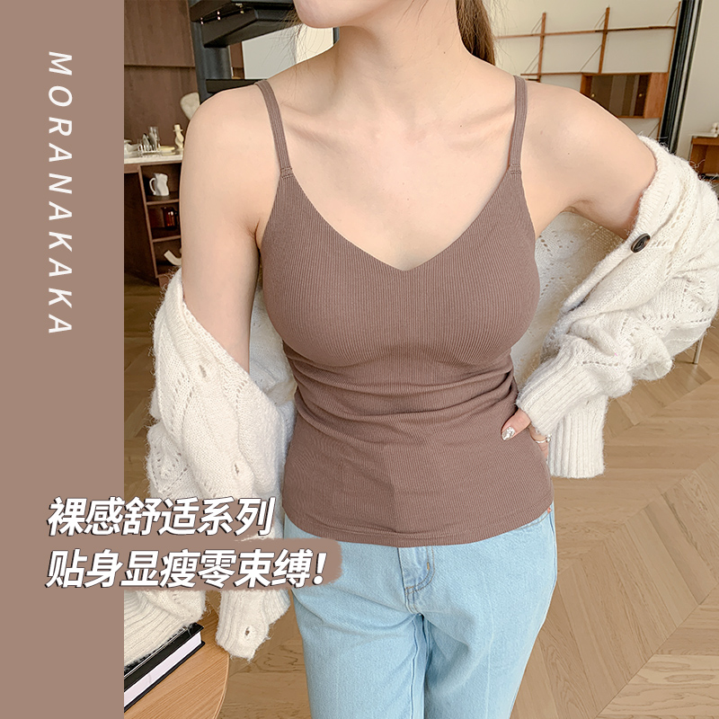 双面绒大方领一体带胸垫修身