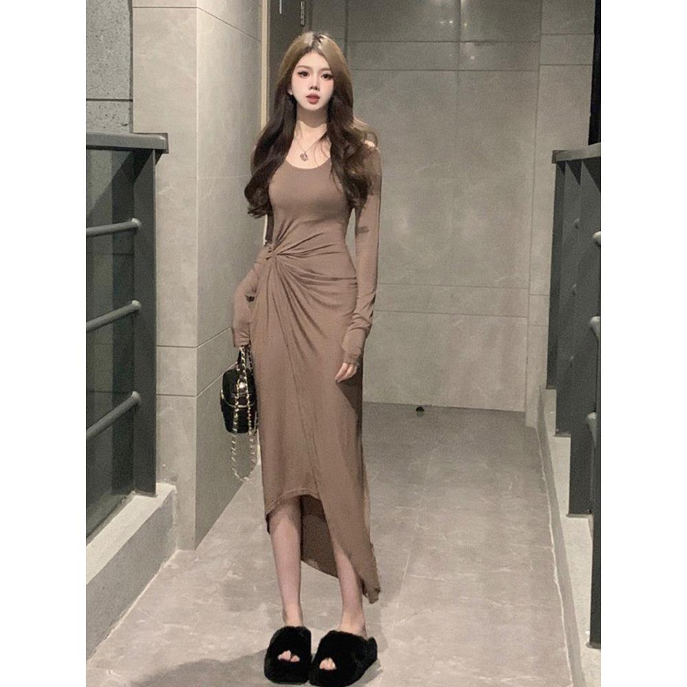 气质性感紧身连衣裙女春季内搭高冷御姐高级感长款修身打底包臀裙