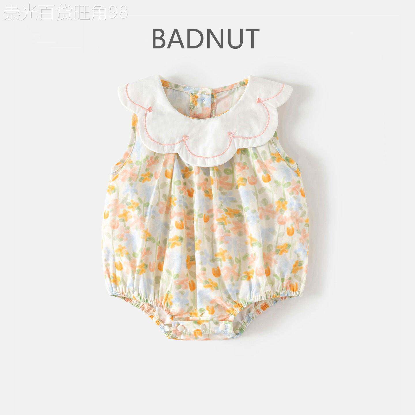 法国BADNUT婴儿衣服夏装女宝宝连身衣婴儿外出服爬爬服薄款包屁衣