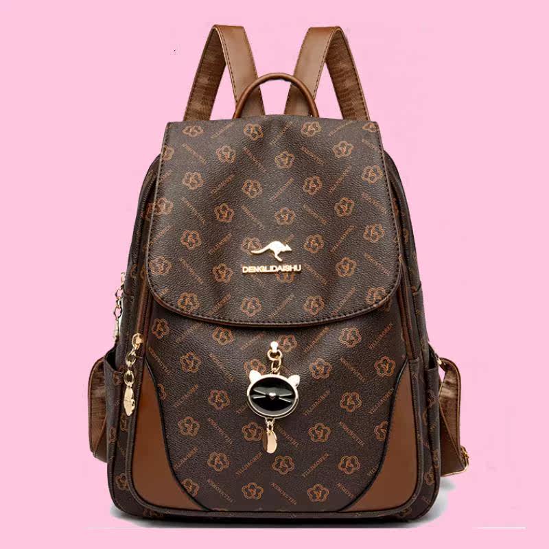 香港潮牌双肩包女大容量时尚真皮2023新款百搭高级软皮女士背包潮