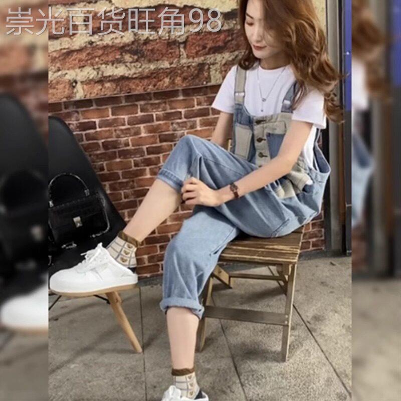 背带裤女2026新款夏季薄款宽松大码显瘦梨形身材撞色炸街连体裤潮
