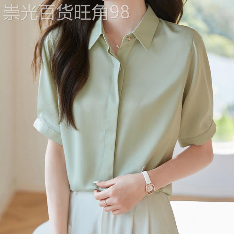 2026夏季新款女装气质上衣简约职业衬衫女短袖雪纺衬衣设计感小众